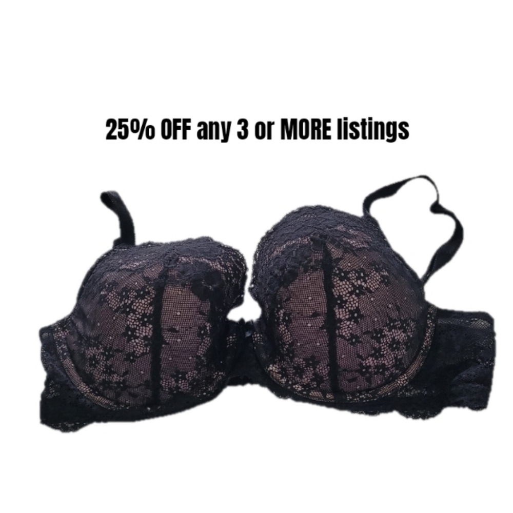 36D Victorias Secret Lace Black Bra Lingerie
